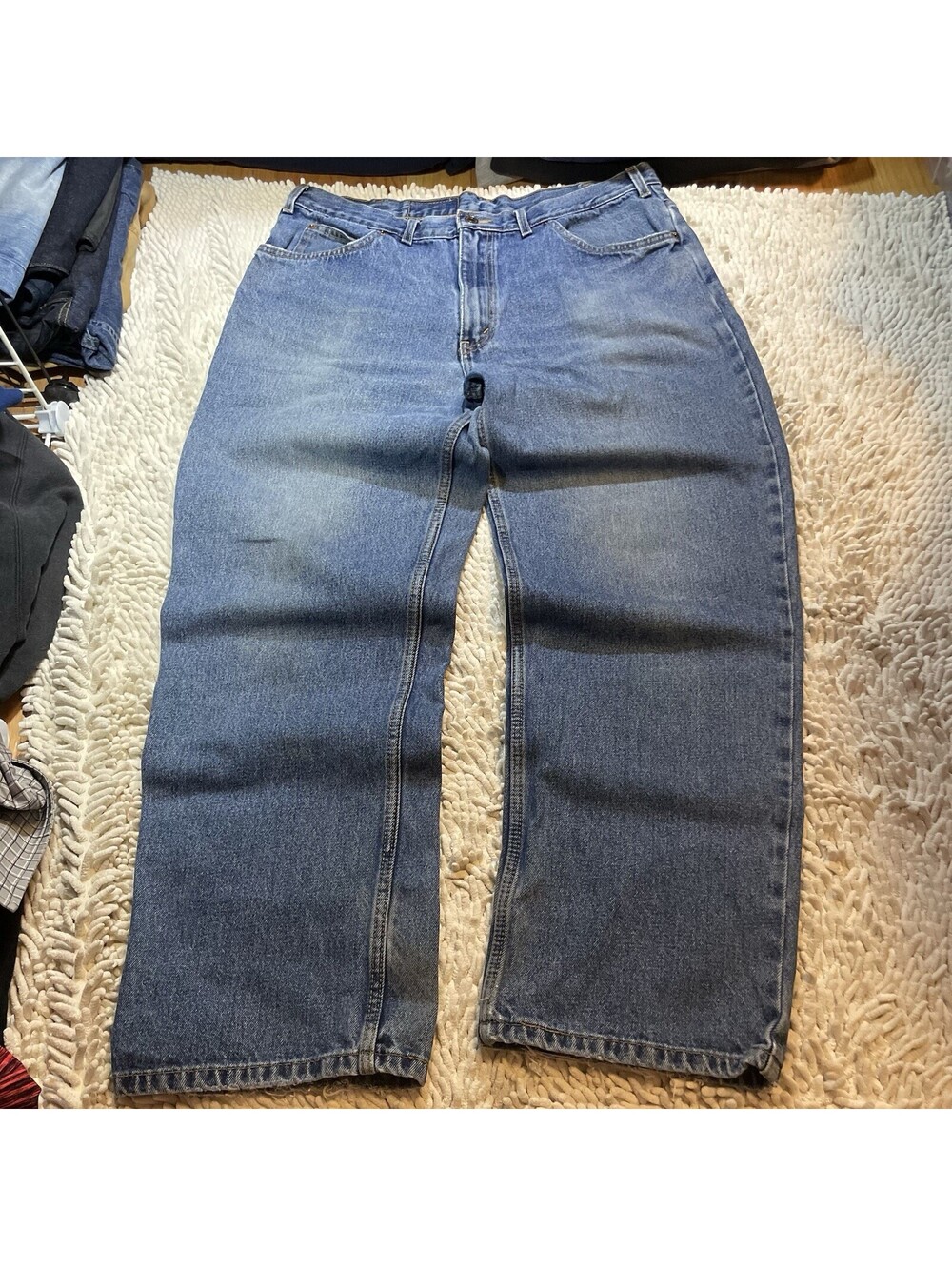 Vintage Y2K Levis Jeans Men 38x30 Blue Orange Tab 506 Denim Pants Faded Loose